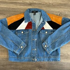 Forever 21 Blue Denim Jacket with Black Label